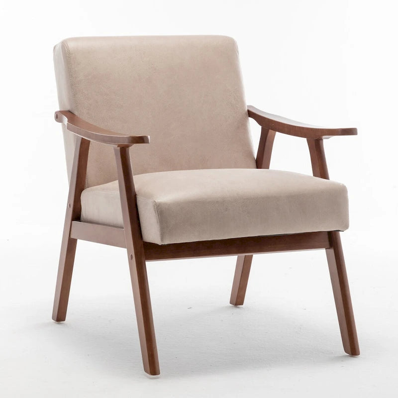 Fauteuil d'appoint moderne du milieu du siècle avec structure en bois massif, lot de 1