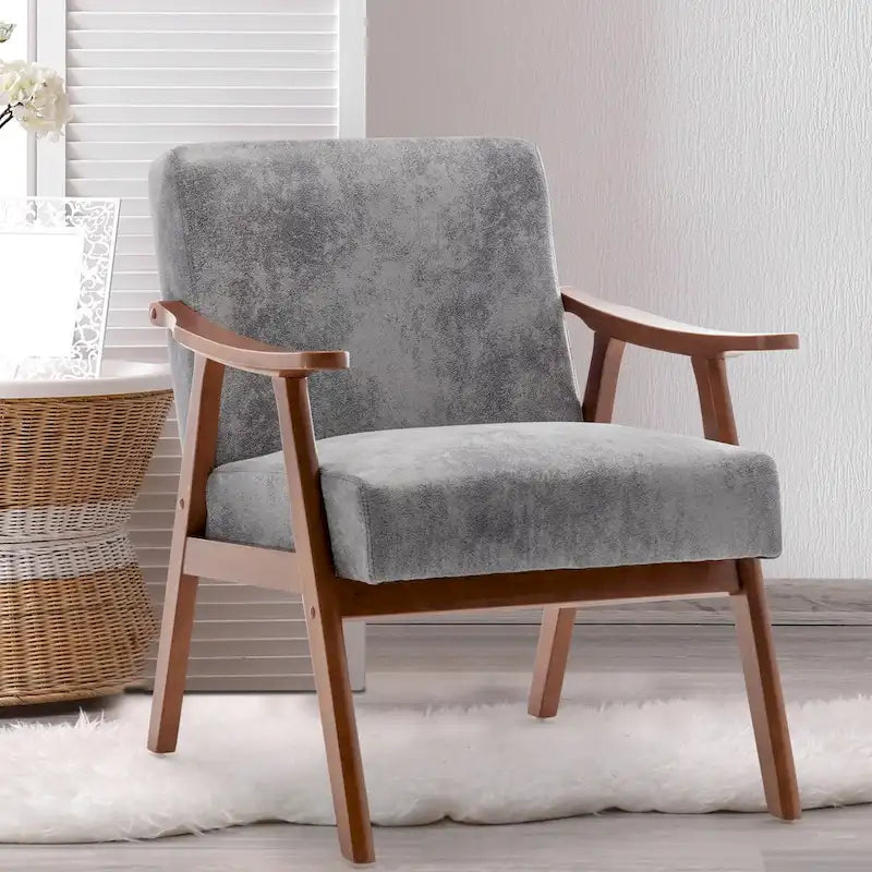 Fauteuil d'appoint moderne du milieu du siècle avec structure en bois massif, lot de 1