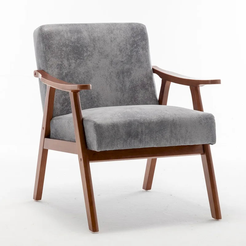 Fauteuil d'appoint moderne du milieu du siècle avec structure en bois massif, lot de 1