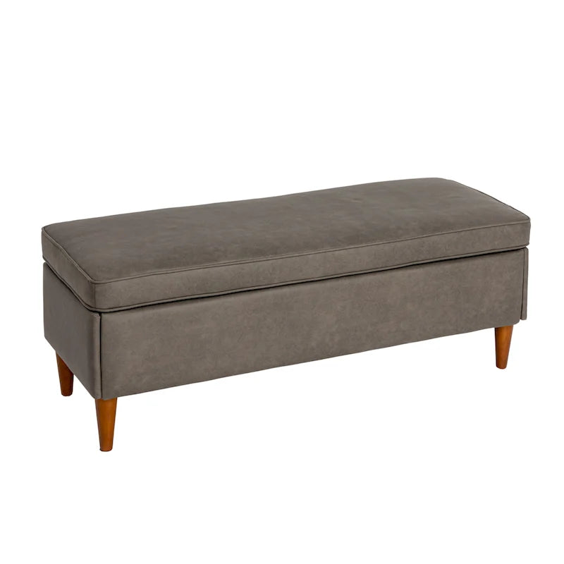 Banc rembourré Atley avec rangement et pieds en bois massif