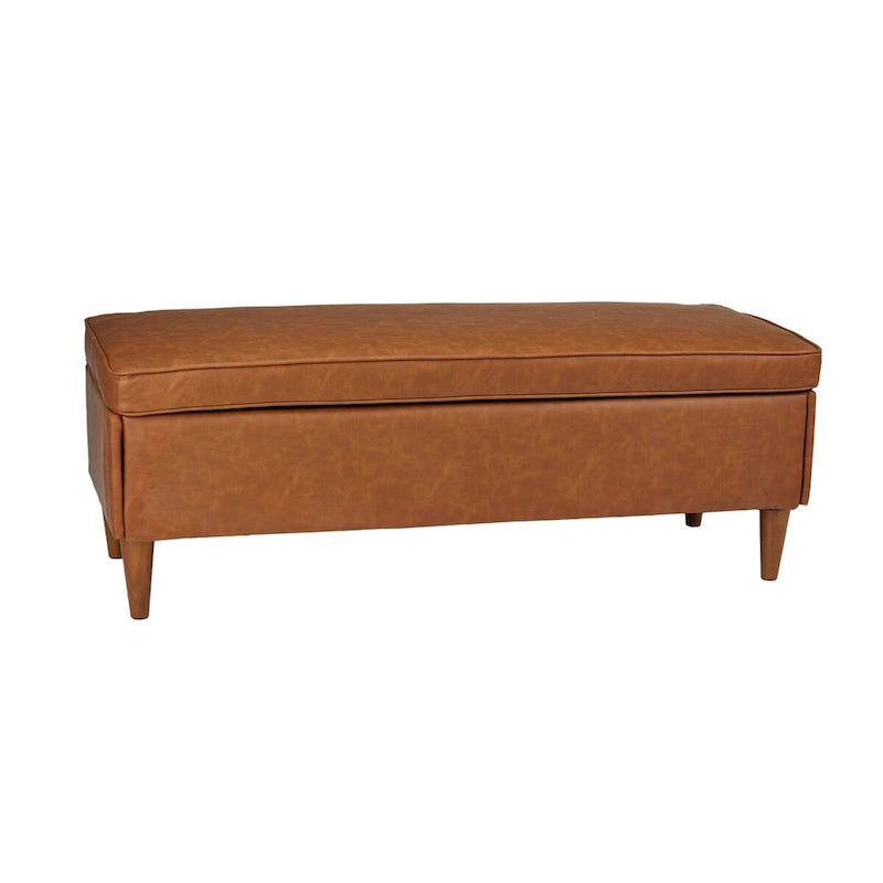 Banc rembourré Atley avec rangement et pieds en bois massif