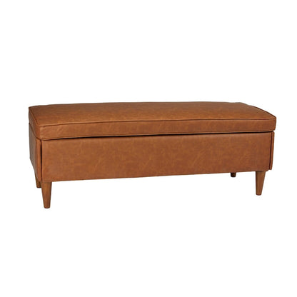 Banc rembourré Atley avec rangement et pieds en bois massif