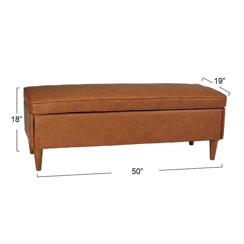 Banc rembourré Atley avec rangement et pieds en bois massif