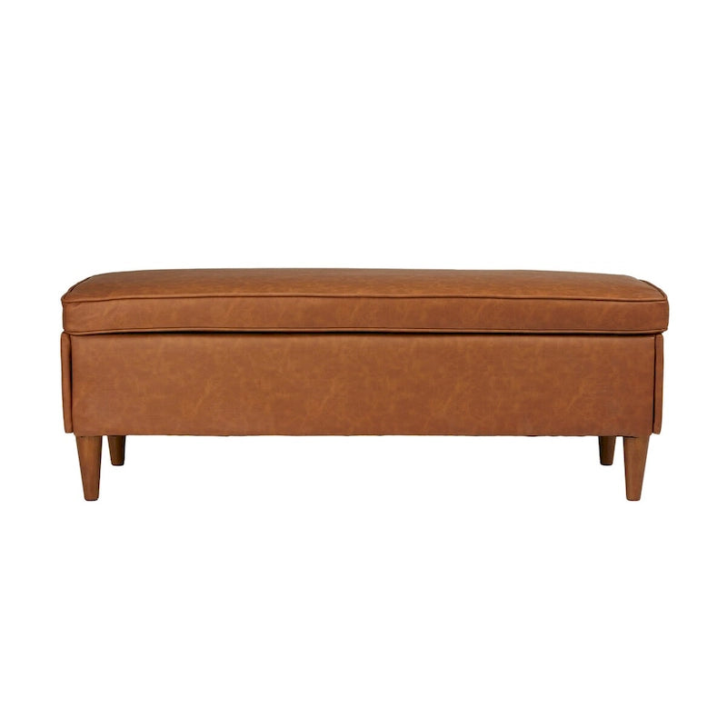 Banc rembourré Atley avec rangement et pieds en bois massif