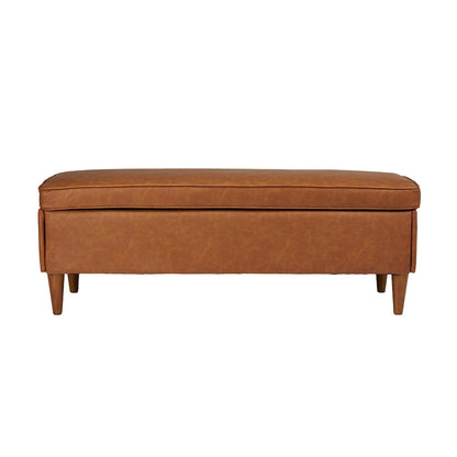 Banc rembourré Atley avec rangement et pieds en bois massif