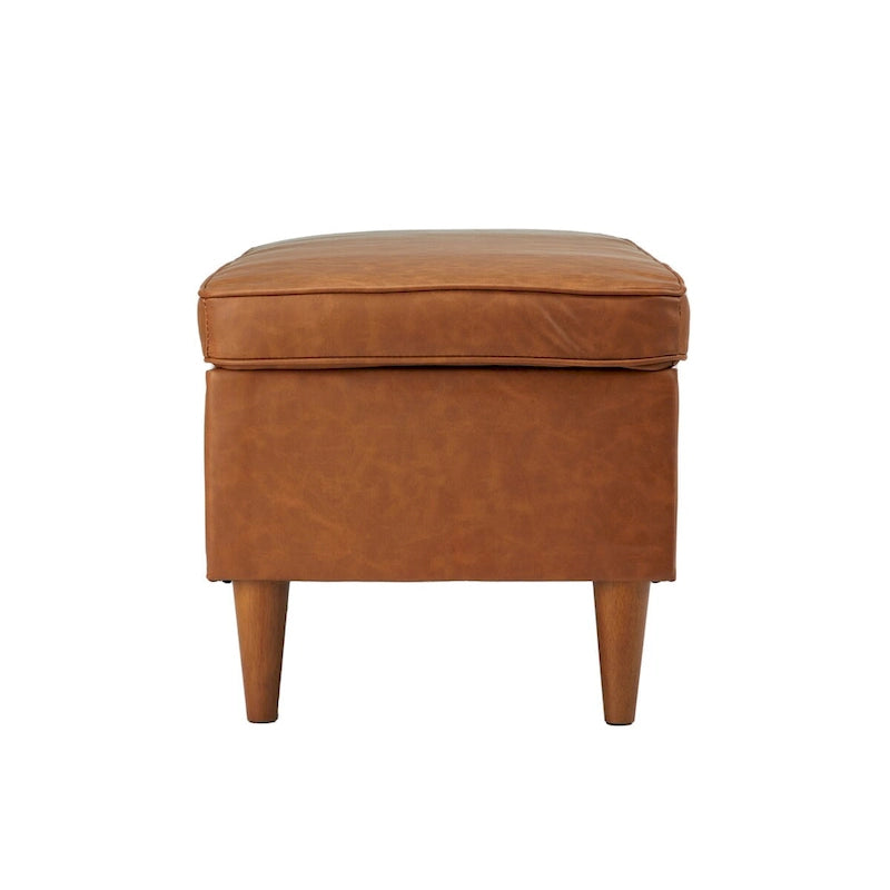 Banc rembourré Atley avec rangement et pieds en bois massif