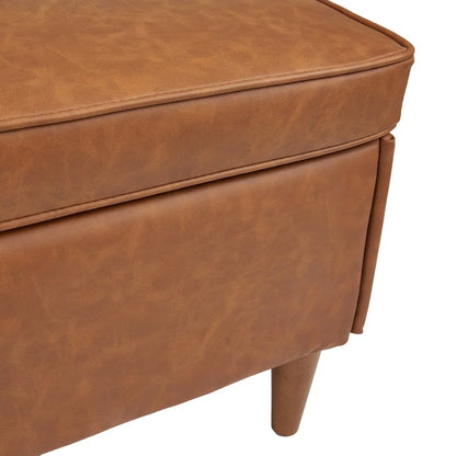 Banc rembourré Atley avec rangement et pieds en bois massif