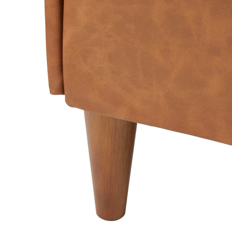 Banc rembourré Atley avec rangement et pieds en bois massif