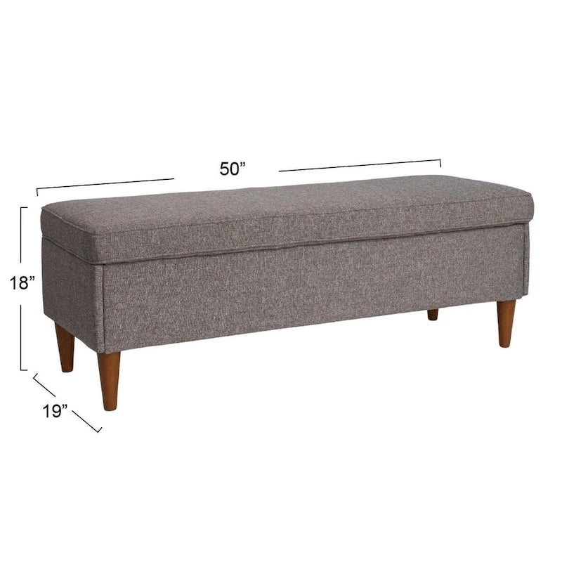 Banc rembourré Atley avec rangement et pieds en bois massif
