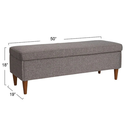 Banc rembourré Atley avec rangement et pieds en bois massif