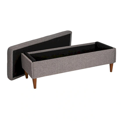 Banc rembourré Atley avec rangement et pieds en bois massif