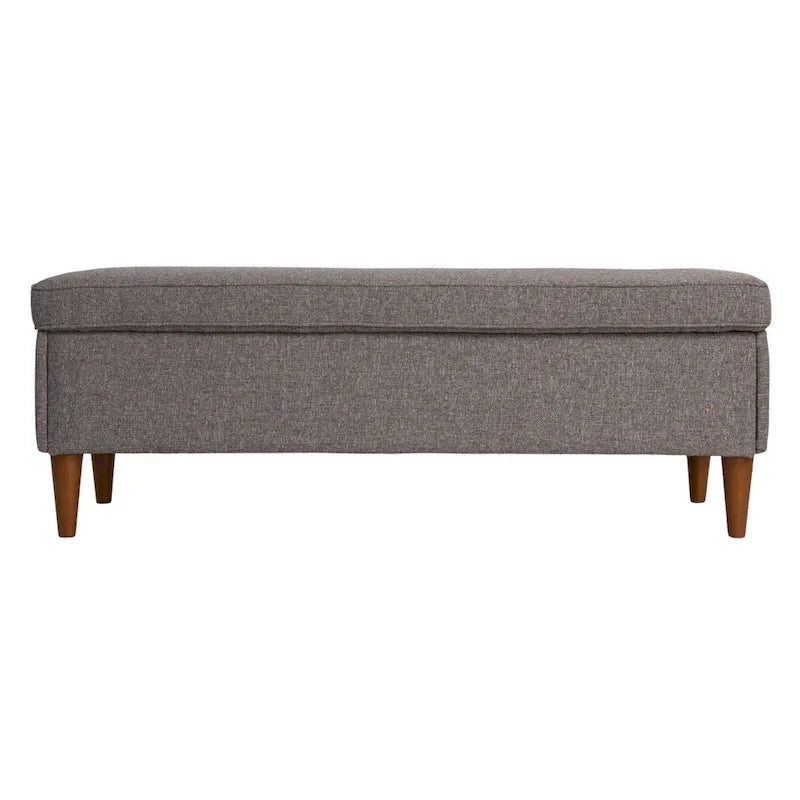 Banc rembourré Atley avec rangement et pieds en bois massif