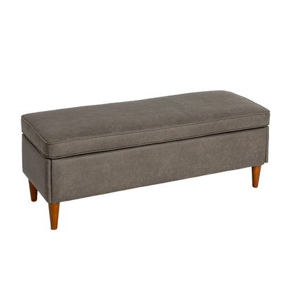 Banc rembourré Atley avec rangement et pieds en bois massif