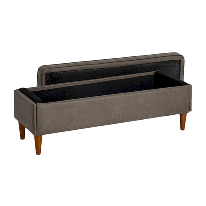 Banc rembourré Atley avec rangement et pieds en bois massif