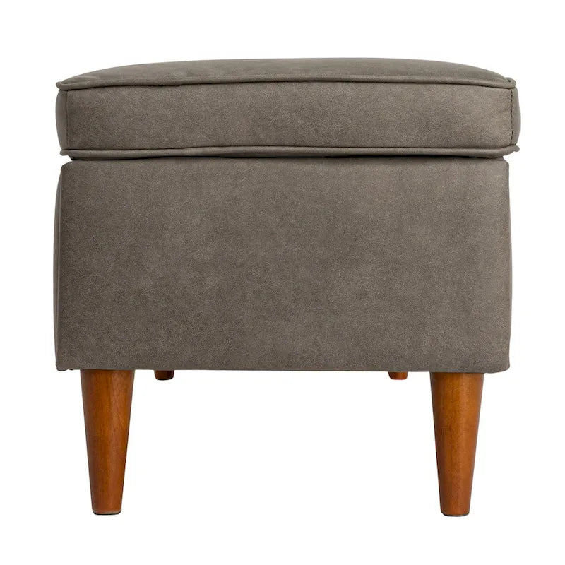 Banc rembourré Atley avec rangement et pieds en bois massif