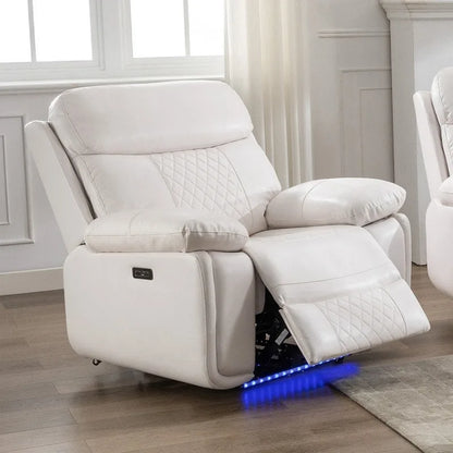 Canapé inclinable électrique avec chargeur sans fil, lampe de lecture, éclairage LED pour salon, revêtement en similicuir, port secteur/USB, porte-gobelet, noir