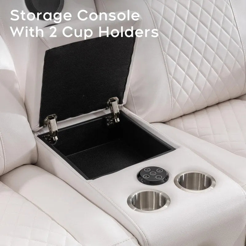 Canapé inclinable électrique avec chargeur sans fil, lampe de lecture, éclairage LED pour salon, revêtement en similicuir, port secteur/USB, porte-gobelet, noir