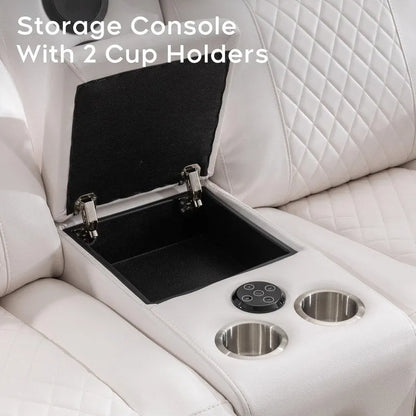 Canapé inclinable électrique avec chargeur sans fil, lampe de lecture, éclairage LED pour salon, revêtement en similicuir, port secteur/USB, porte-gobelet, noir