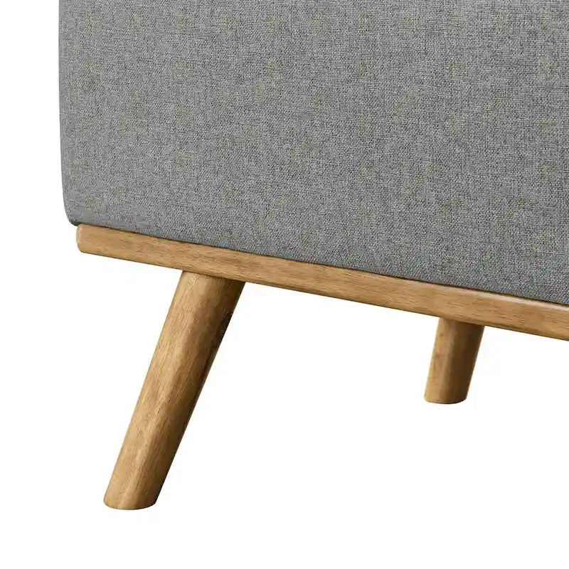 Pouf de rangement LUE BONA style moderne du milieu du siècle, capitonné en tissu avec assise en lin