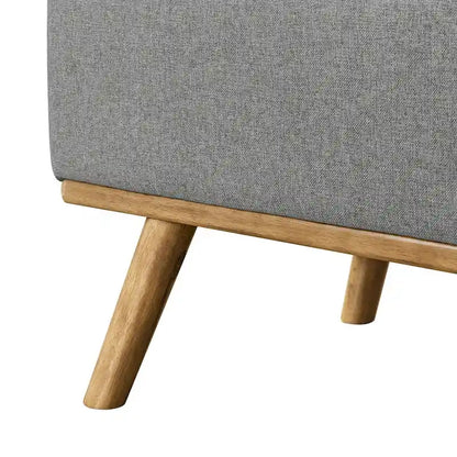 Pouf de rangement LUE BONA style moderne du milieu du siècle, capitonné en tissu avec assise en lin