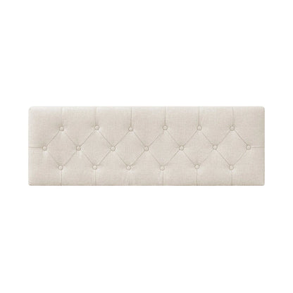 Pouf de rangement LUE BONA style moderne du milieu du siècle, capitonné en tissu avec assise en lin