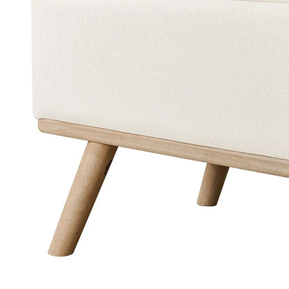 Pouf de rangement LUE BONA style moderne du milieu du siècle, capitonné en tissu avec assise en lin