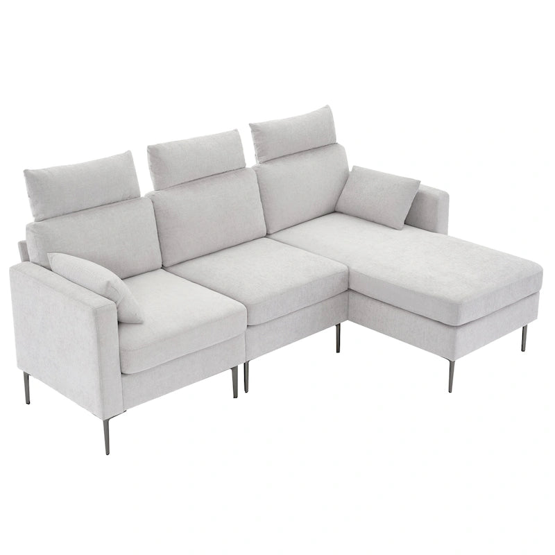 Canapé d'angle en chenille de 89 pouces avec méridienne extra large pour salon