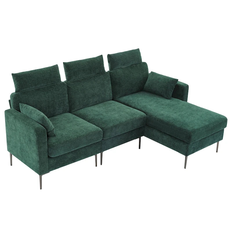 Canapé d'angle en chenille de 89 pouces avec méridienne extra large pour salon