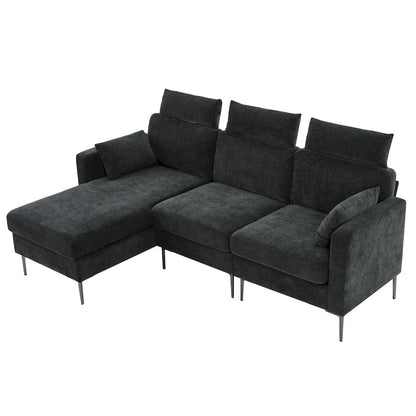 Canapé d'angle en chenille de 89 pouces avec méridienne extra large pour salon