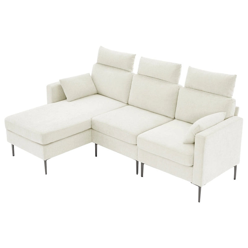 Canapé d'angle en chenille de 89 pouces avec méridienne extra large pour salon