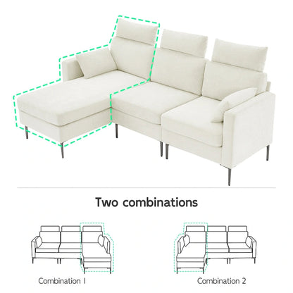 Canapé d'angle en chenille de 89 pouces avec méridienne extra large pour salon