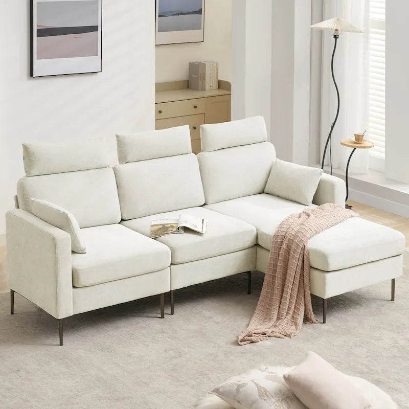 Canapé d'angle en chenille de 89 pouces avec méridienne extra large pour salon