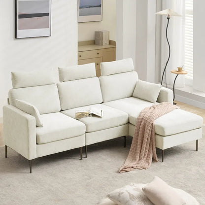 Canapé d'angle en chenille de 89 pouces avec méridienne extra large pour salon