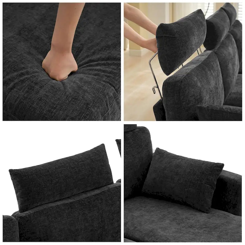 Canapé d'angle en chenille de 89 pouces avec méridienne extra large pour salon