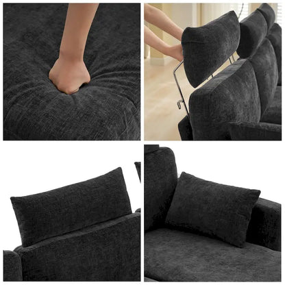 Canapé d'angle en chenille de 89 pouces avec méridienne extra large pour salon
