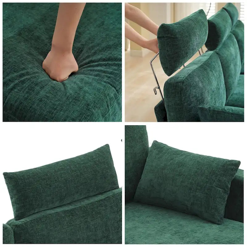 Canapé d'angle en chenille de 89 pouces avec méridienne extra large pour salon