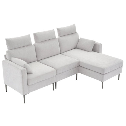 Canapé d'angle en chenille de 89 pouces avec méridienne extra large pour salon