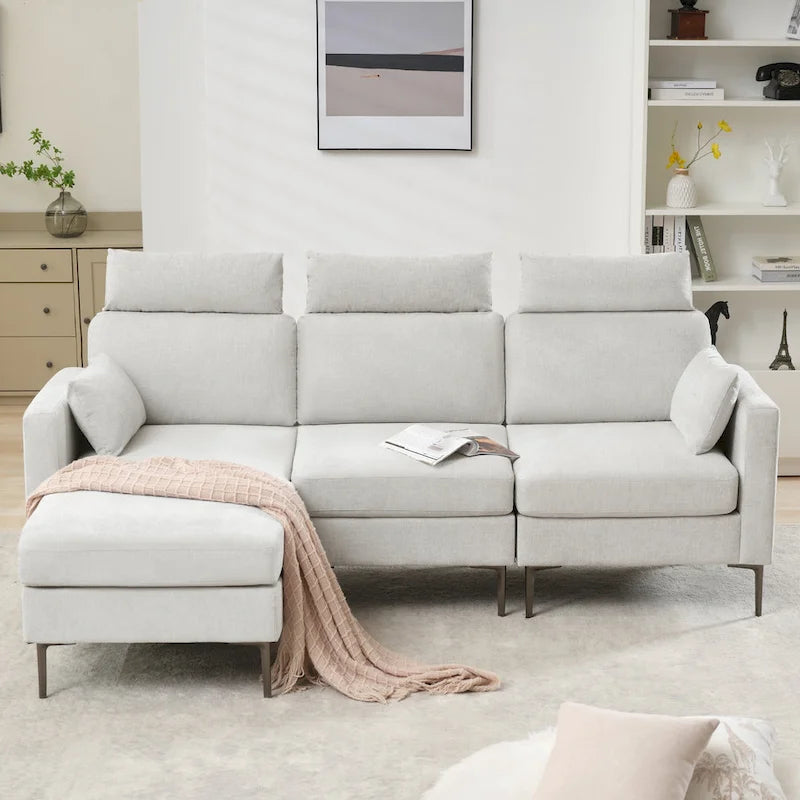 Canapé d'angle en chenille de 89 pouces avec méridienne extra large pour salon