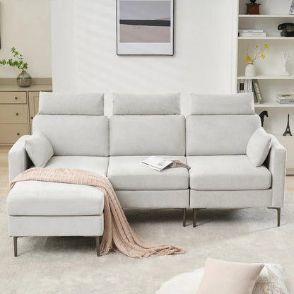 Canapé d'angle en chenille de 89 pouces avec méridienne extra large pour salon