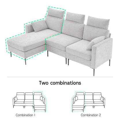 Canapé d'angle en chenille de 89 pouces avec méridienne extra large pour salon
