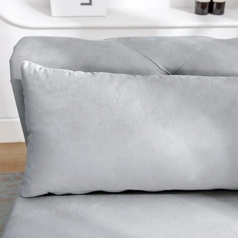 Chaise longue d'intérieur, fauteuil lounge en velours pour chambre à coucher avec rangement et coussin, chaise longue moderne rembourrée à accoudoirs arrondis