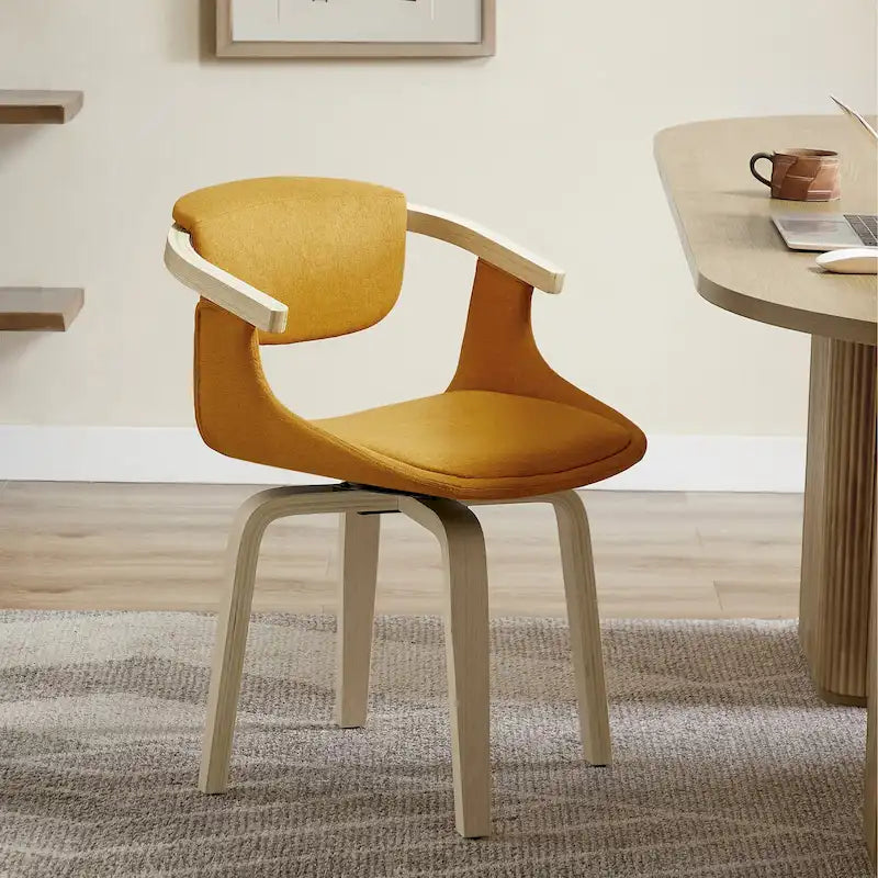 Fauteuil pivotant Art Leon, rembourré et en bois