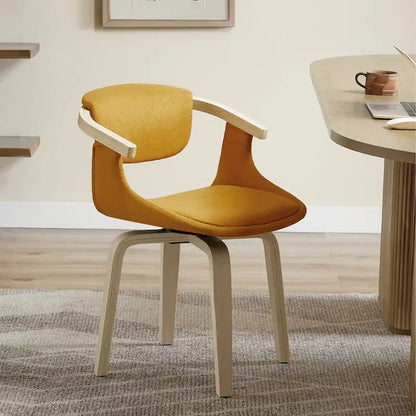 Fauteuil pivotant Art Leon, rembourré et en bois