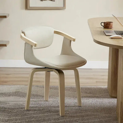 Fauteuil pivotant Art Leon, rembourré et en bois