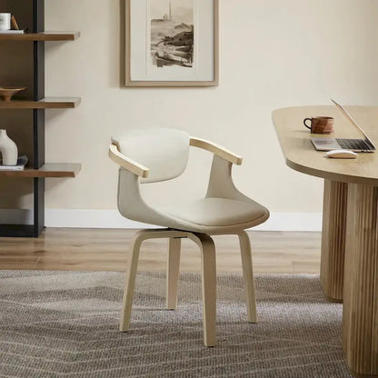 Fauteuil pivotant Art Leon, rembourré et en bois