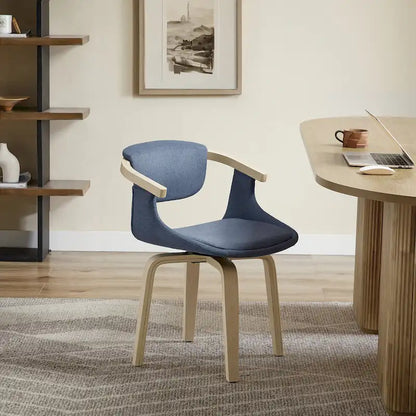Fauteuil pivotant Art Leon, rembourré et en bois