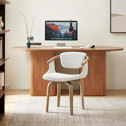 Fauteuil pivotant Art Leon, rembourré et en bois