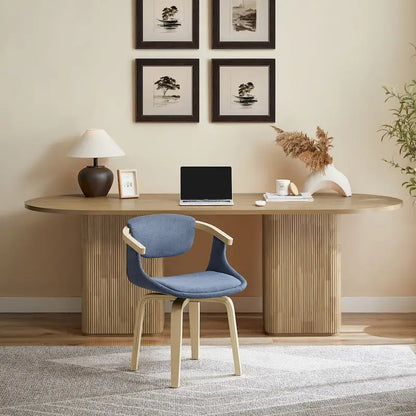 Fauteuil pivotant Art Leon, rembourré et en bois
