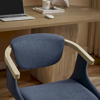 Fauteuil pivotant Art Leon, rembourré et en bois