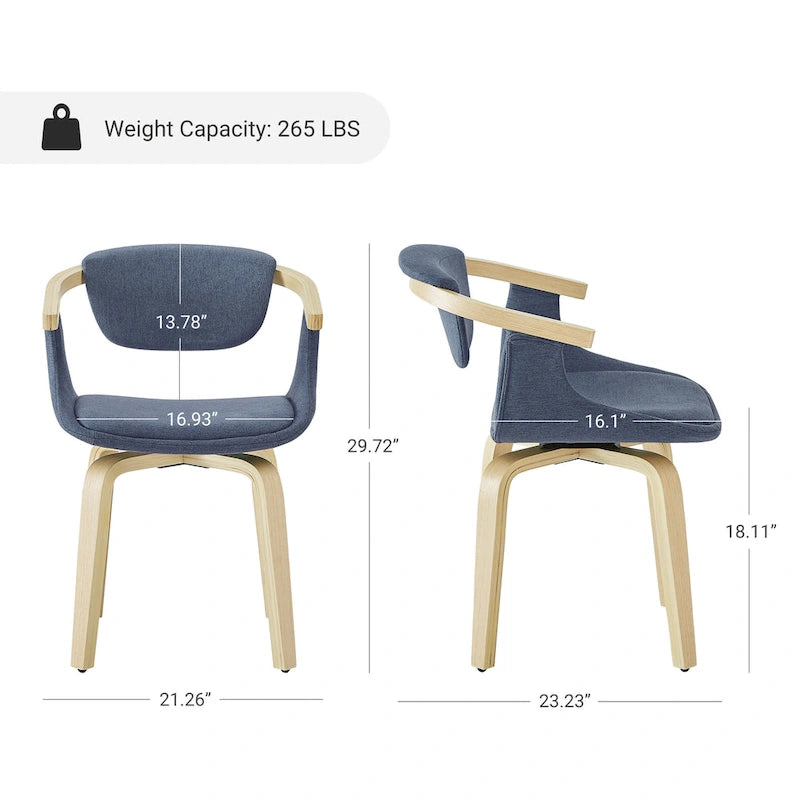 Fauteuil pivotant Art Leon, rembourré et en bois